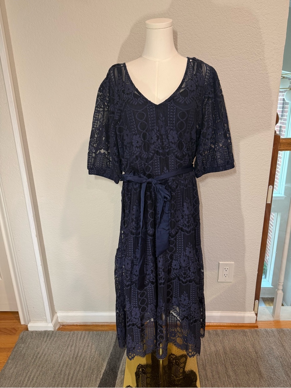 Estelle Navy Lace Midi Dress